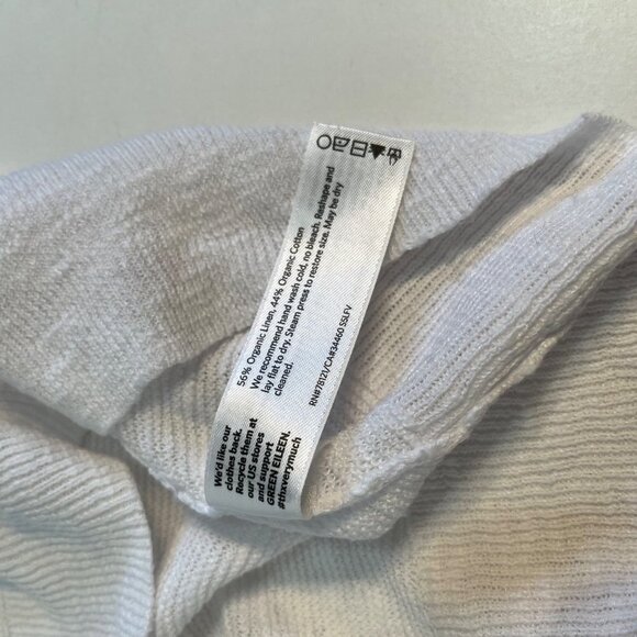 Eileen Fisher Womens Linen Open Knit V Neck Sweater Size XS Short Sleeve White - Picture 6 of 8